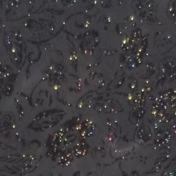 MOS4 sheer blouse bell sleeves black multicolored sparkle velvet floral L - Picture 7 of 7